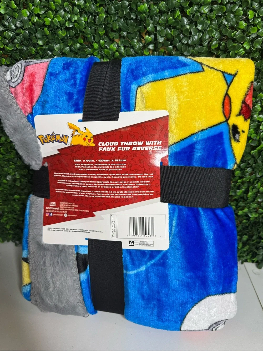 Pokemon Plush Throw Blanket - Blue, Yellow, Gray Pikachu & Poké Ball Design